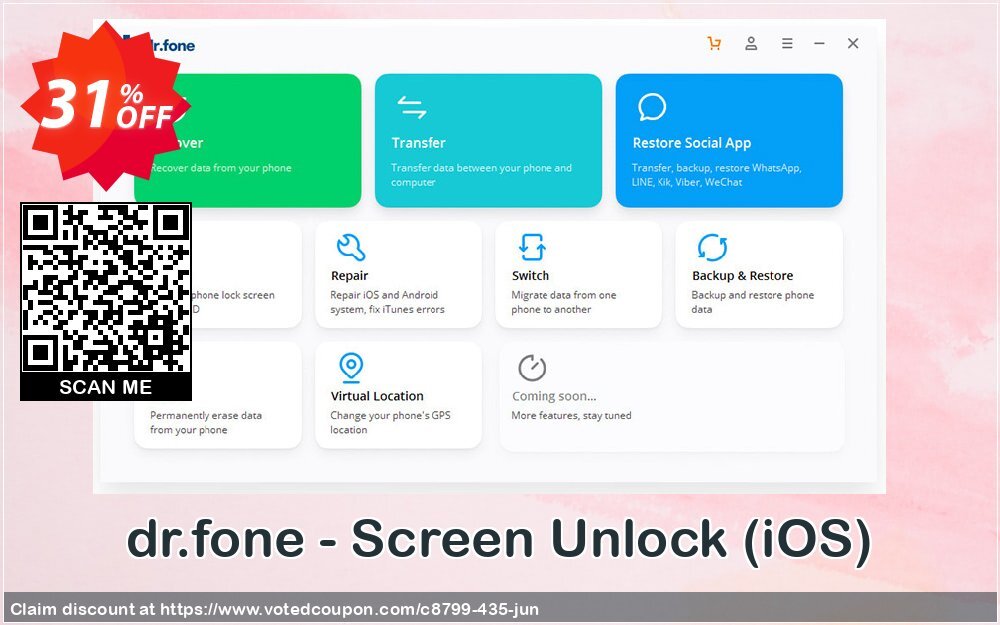 dr.fone - Screen Unlock, iOS  Coupon, discount 30% Wondershare Software (8799). Promotion: 30% Wondershare Software (8799)