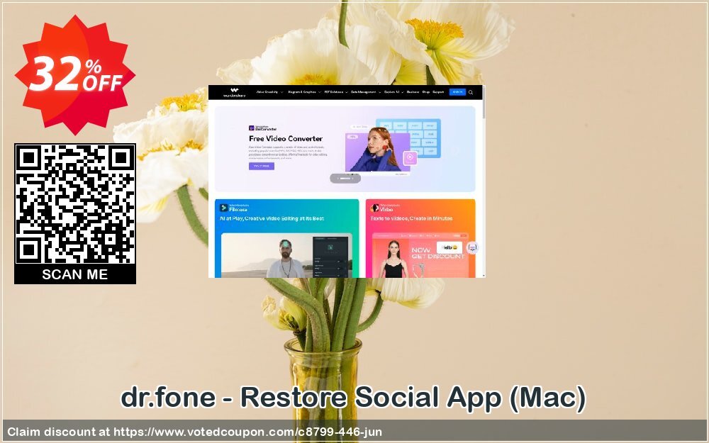 dr.fone - Restore Social App, MAC  Coupon, discount Dr.fone all site promotion-30% off. Promotion: 30% Wondershare Software (8799)