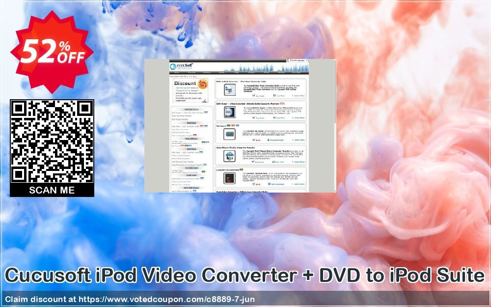 Cucusoft iPod Video Converter + DVD to iPod Suite Coupon, discount Cucusoft iPod Video Converter + DVD to iPod Suite fearsome deals code 2024. Promotion: Cucusoft discount coupons (8889)