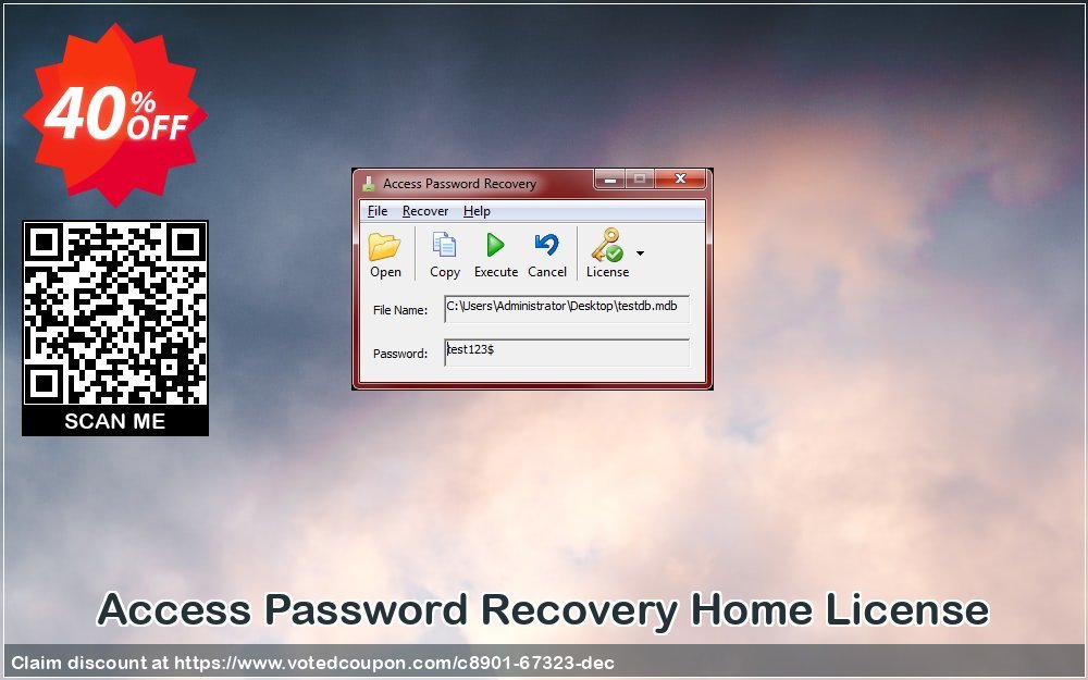 Access Password Recovery Home Plan Coupon, discount 40% OFF Access Password Recovery Home License, verified. Promotion: Awesome offer code of Access Password Recovery Home License, tested & approved