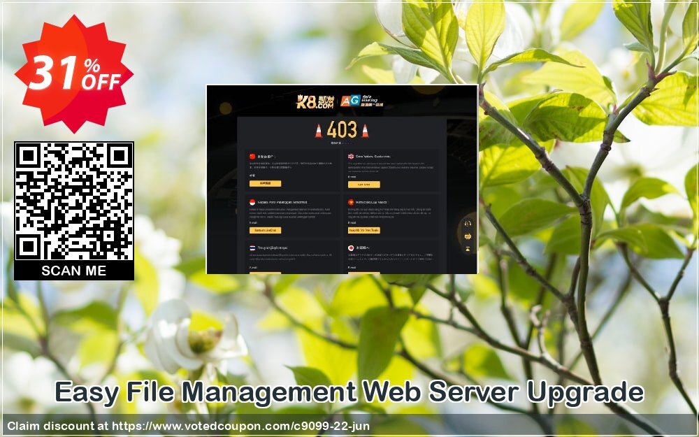 Easy File Management Web Server Upgrade Coupon, discount Web File Management coupon (9099). Promotion: EFS Software coupon
