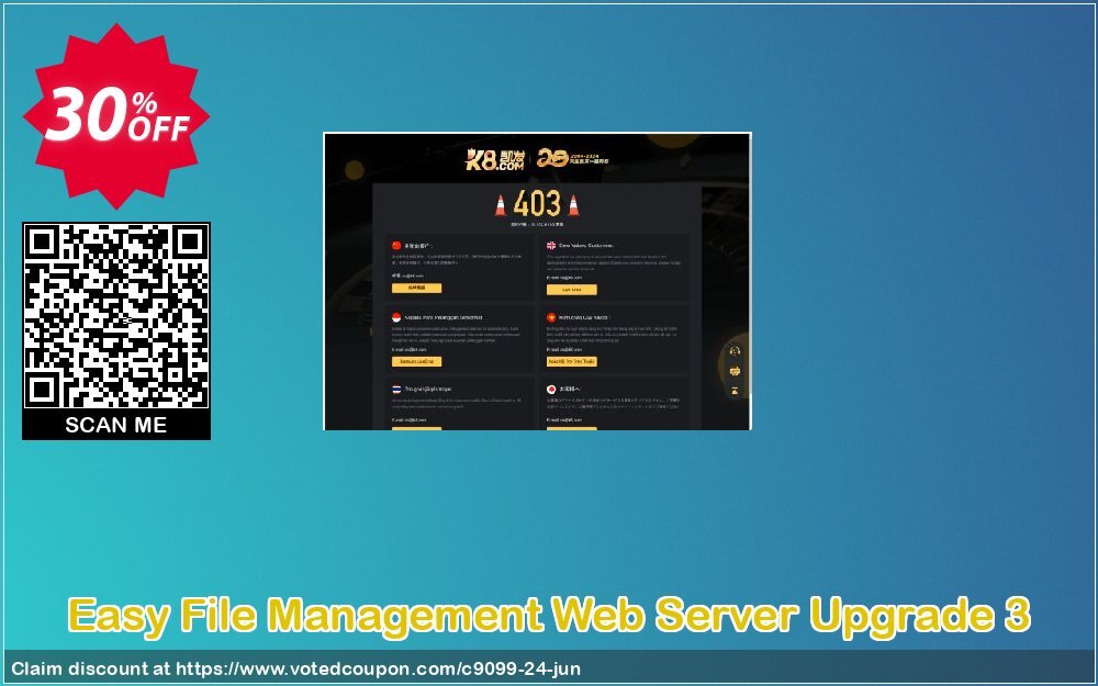Easy File Management Web Server Upgrade 3 Coupon, discount Web File Management coupon (9099). Promotion: EFS Software coupon